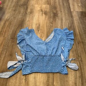 Blue Polka Dot Women's Top